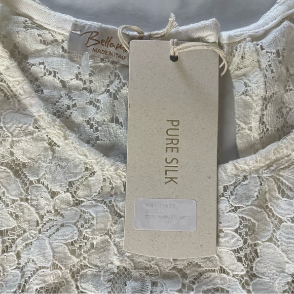 Bellambra 100% silk floral lace sleeveless lined blouse made in Italy Size L NWT - Picture 9 of 12